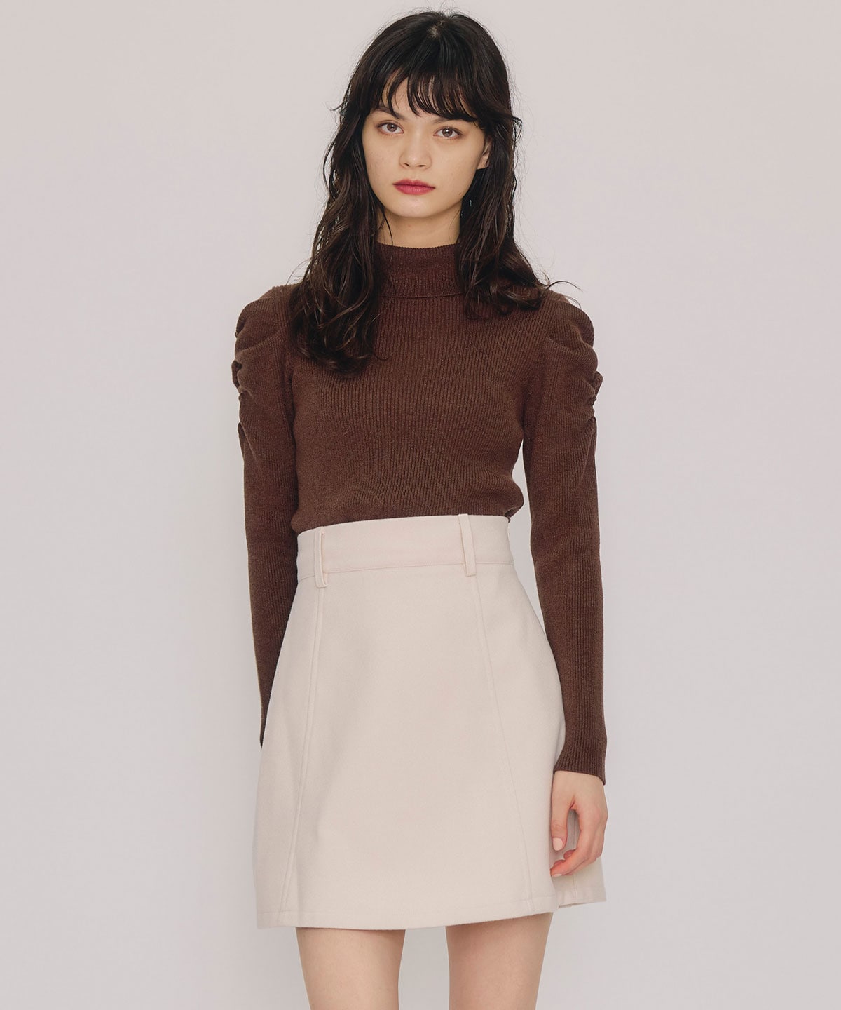 【セットアップ可能】ハイウエストフレアミニスカート