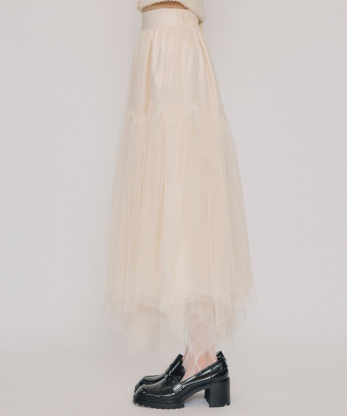 チュールフレアロングスカート