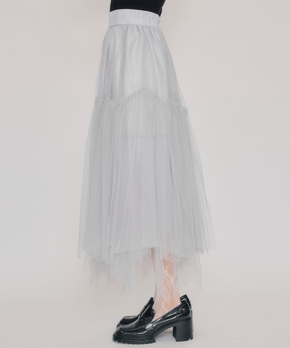 チュールフレアロングスカート