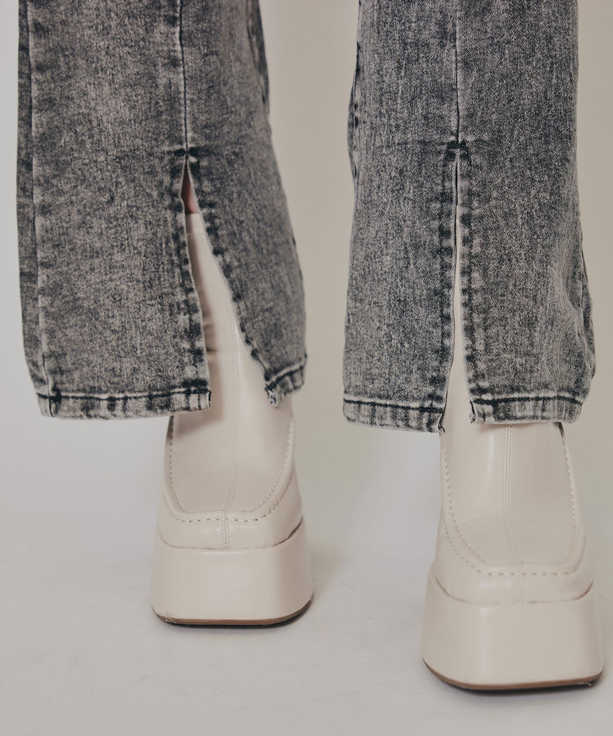 カットアウトリボンストレッチデニム