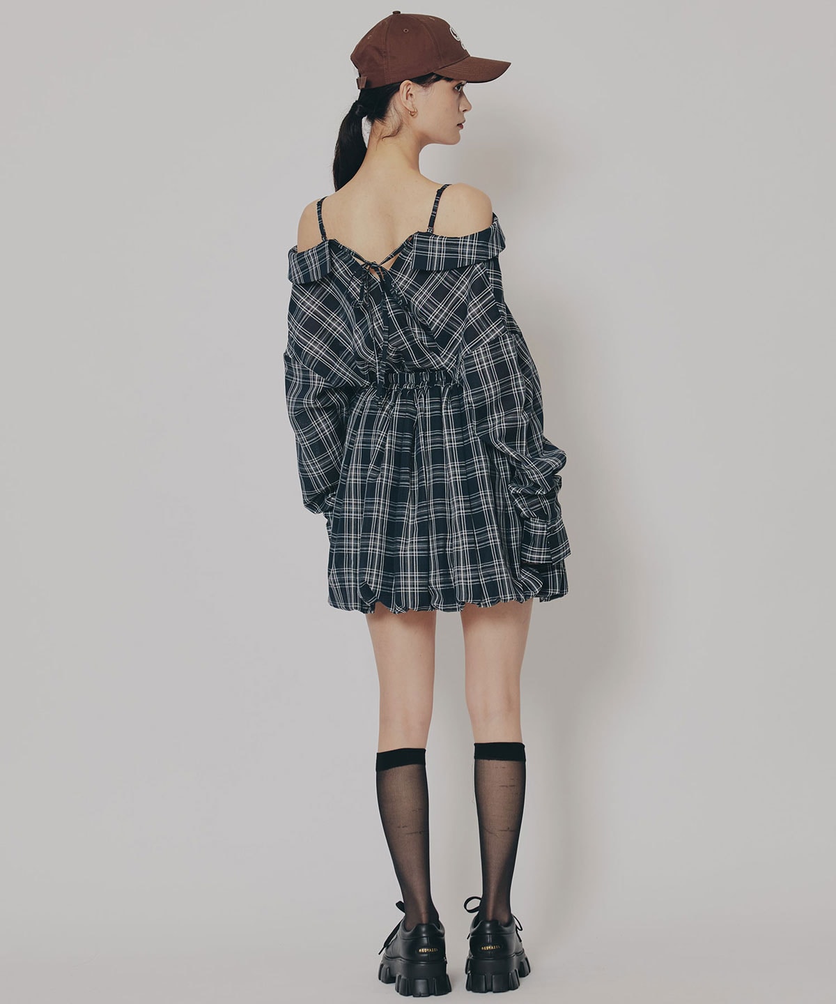 マルチWAYチェックブラウス×バルーンスカートセットアップ