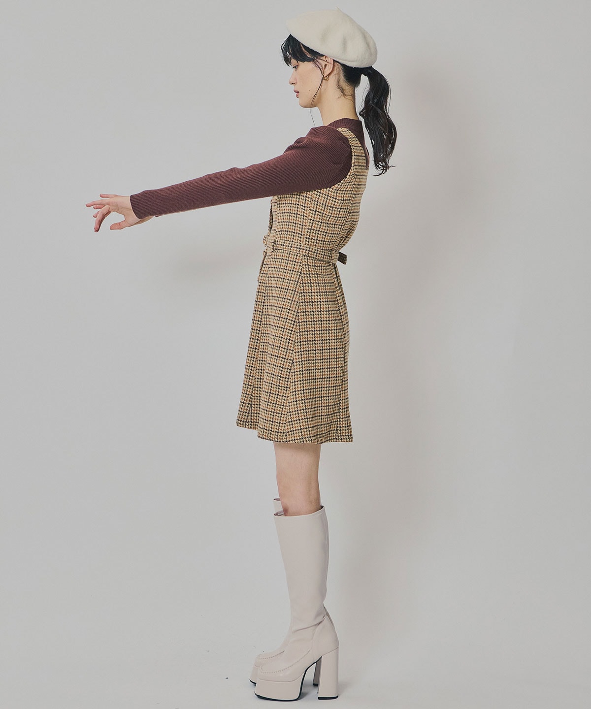 ハウンドトゥースショートジャケット×ミニワンピース