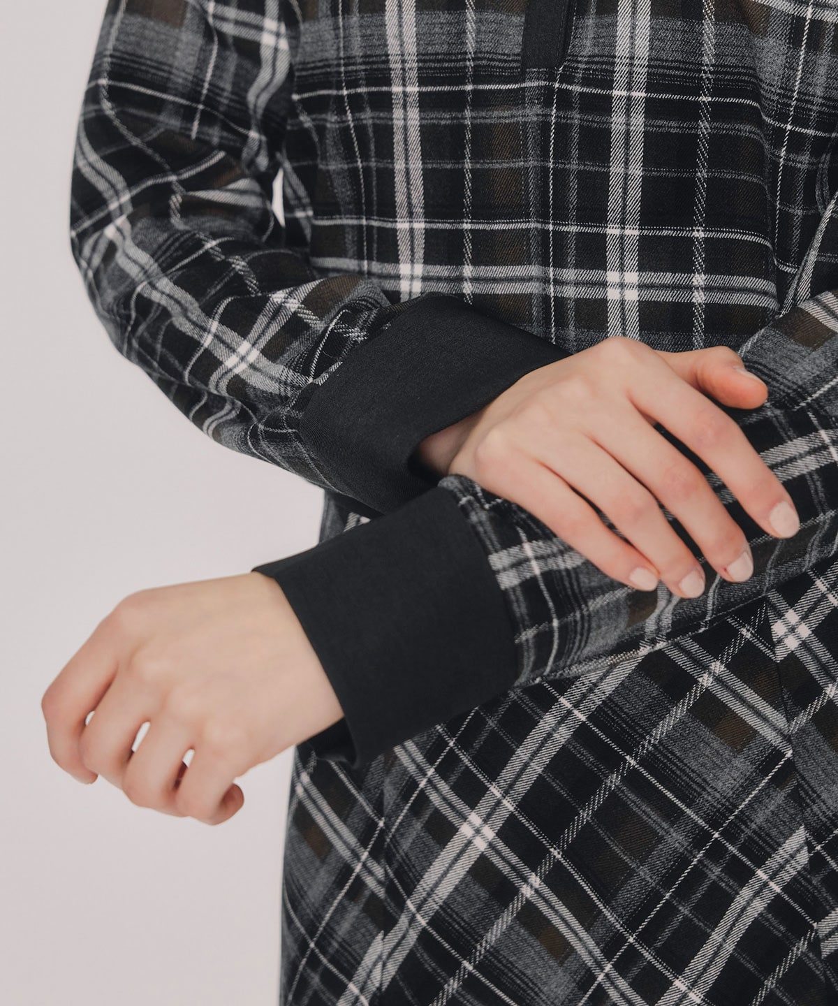 バイアスチェックショートブラウス×プリーツミニスカートセットアップ