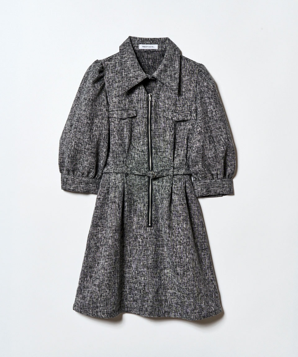 カラーミックスフロントZIPワンピース