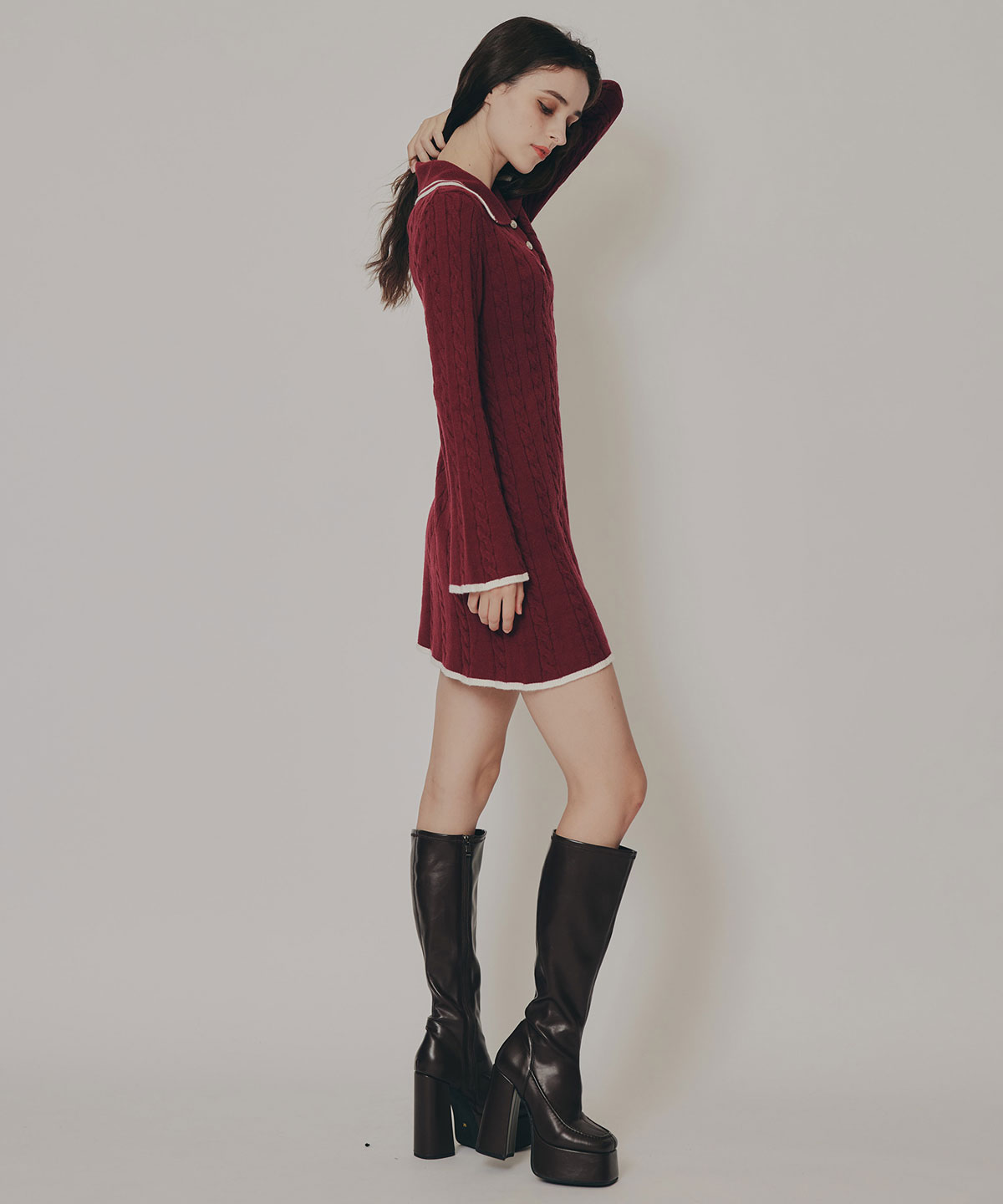 ラインケーブルミニニットワンピース