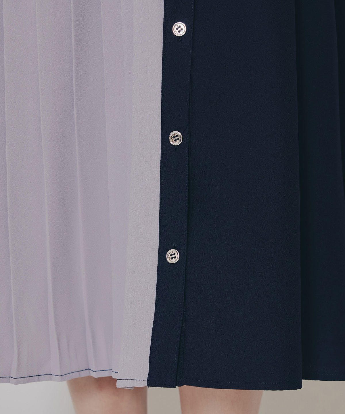 カラーブロックパネルアシメプリーツワンピース