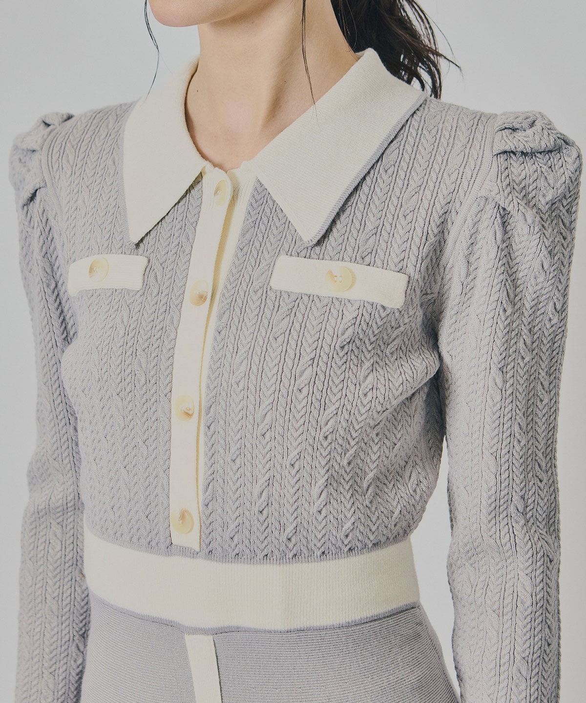 マルチケーブルバイカラーニットワンピース