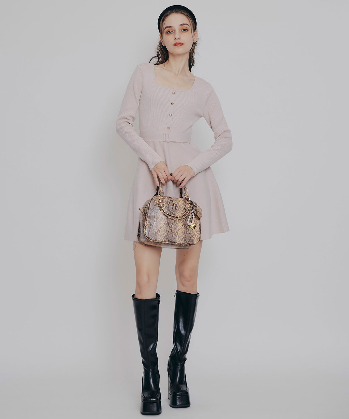 ケープSETニットフレアミニワンピース