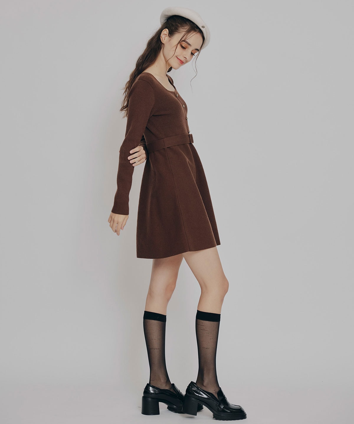 ケープSETニットフレアミニワンピース