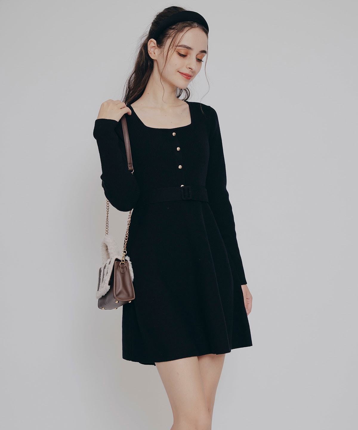 ケープSETニットフレアミニワンピース