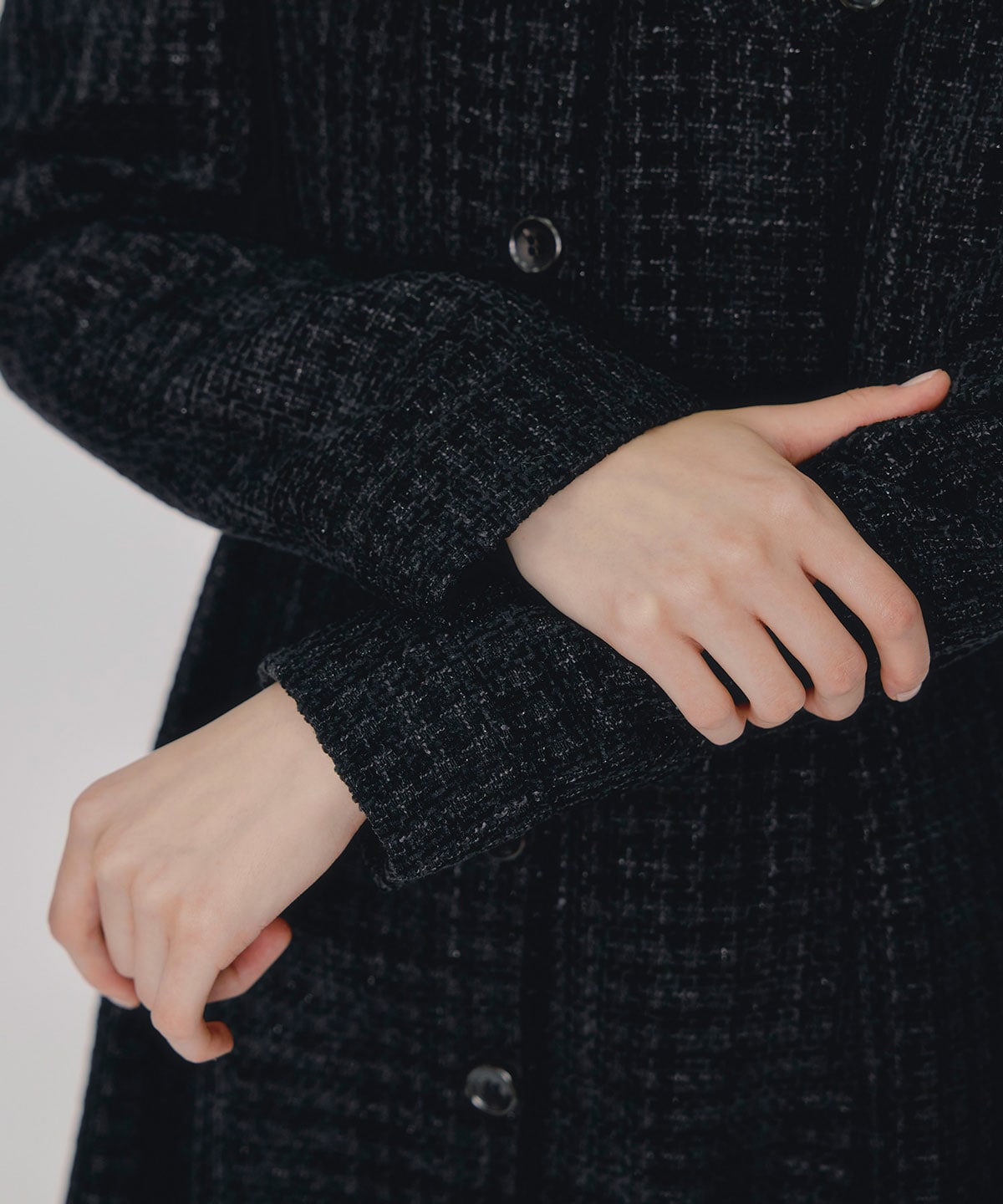 MIXツイードパフスリーブミニワンピース