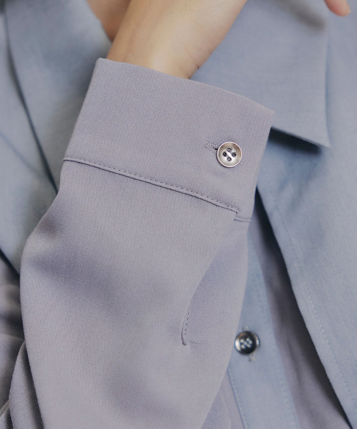 カラーブロッキングシャツロングフレアワンピース