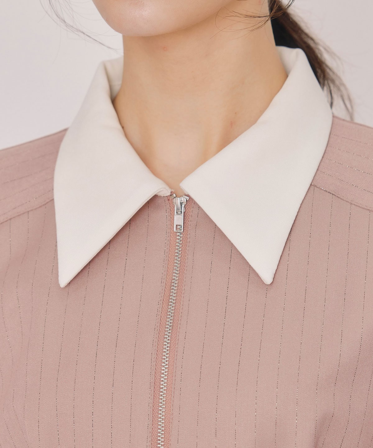 フロントZIPストライプロングワンピース