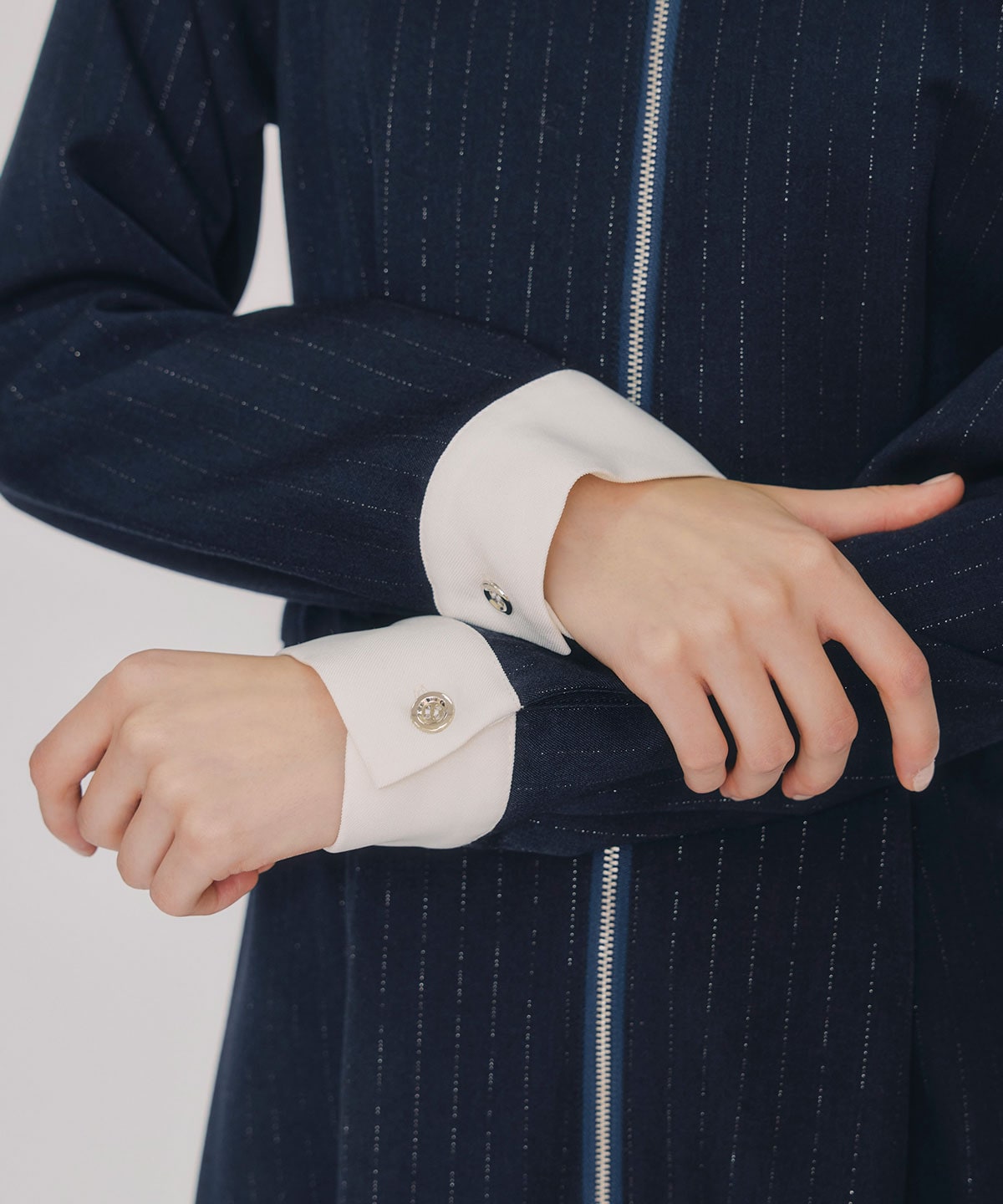 フロントZIPストライプロングワンピース