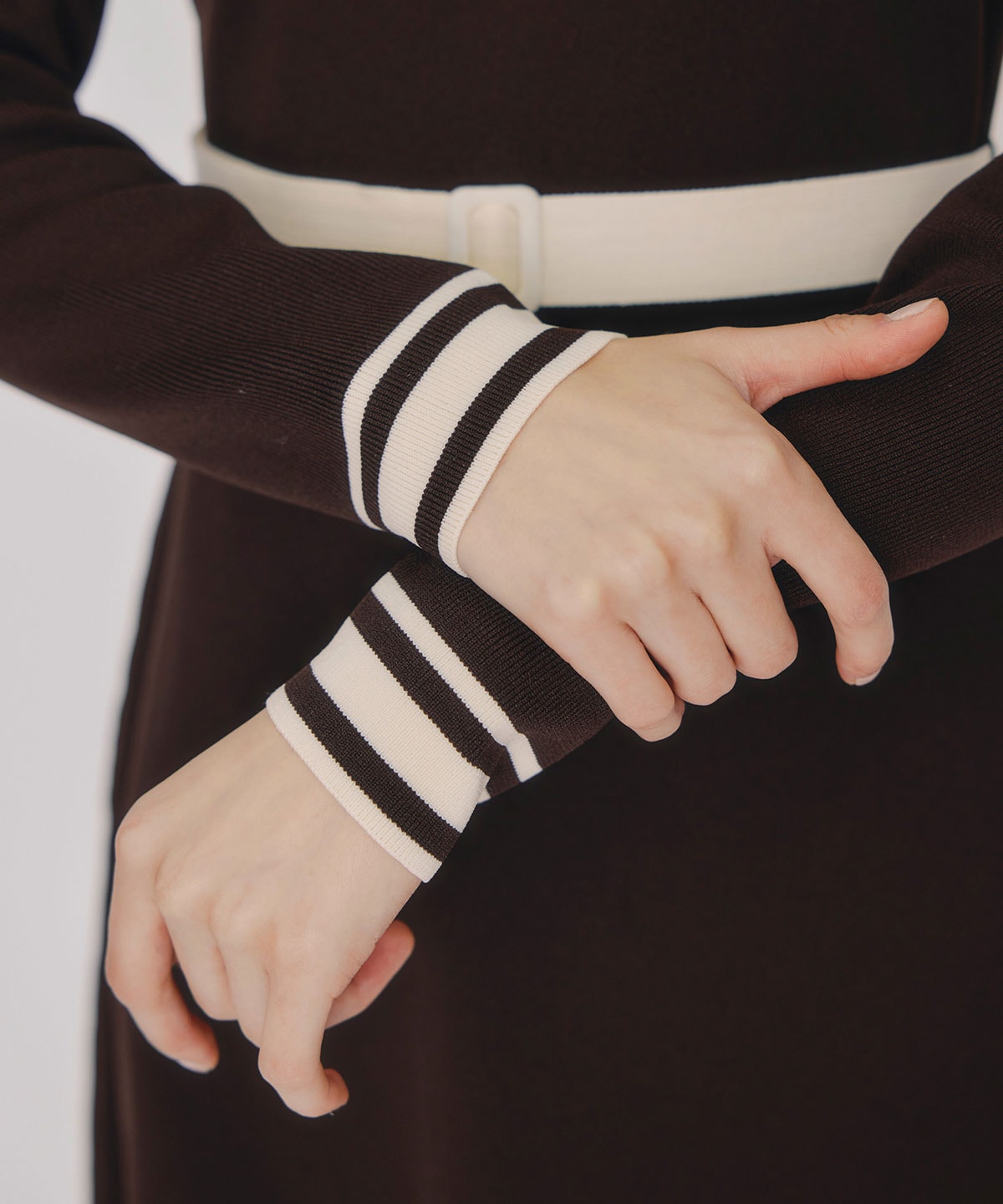 バイカラーポロニットミニワンピース