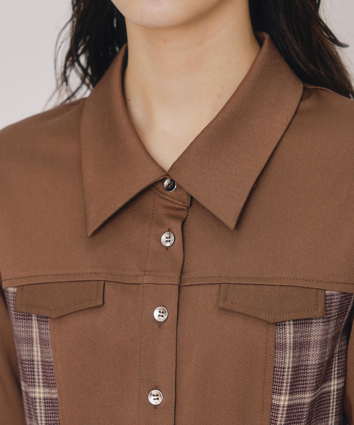 チェックパネルロングワンピース