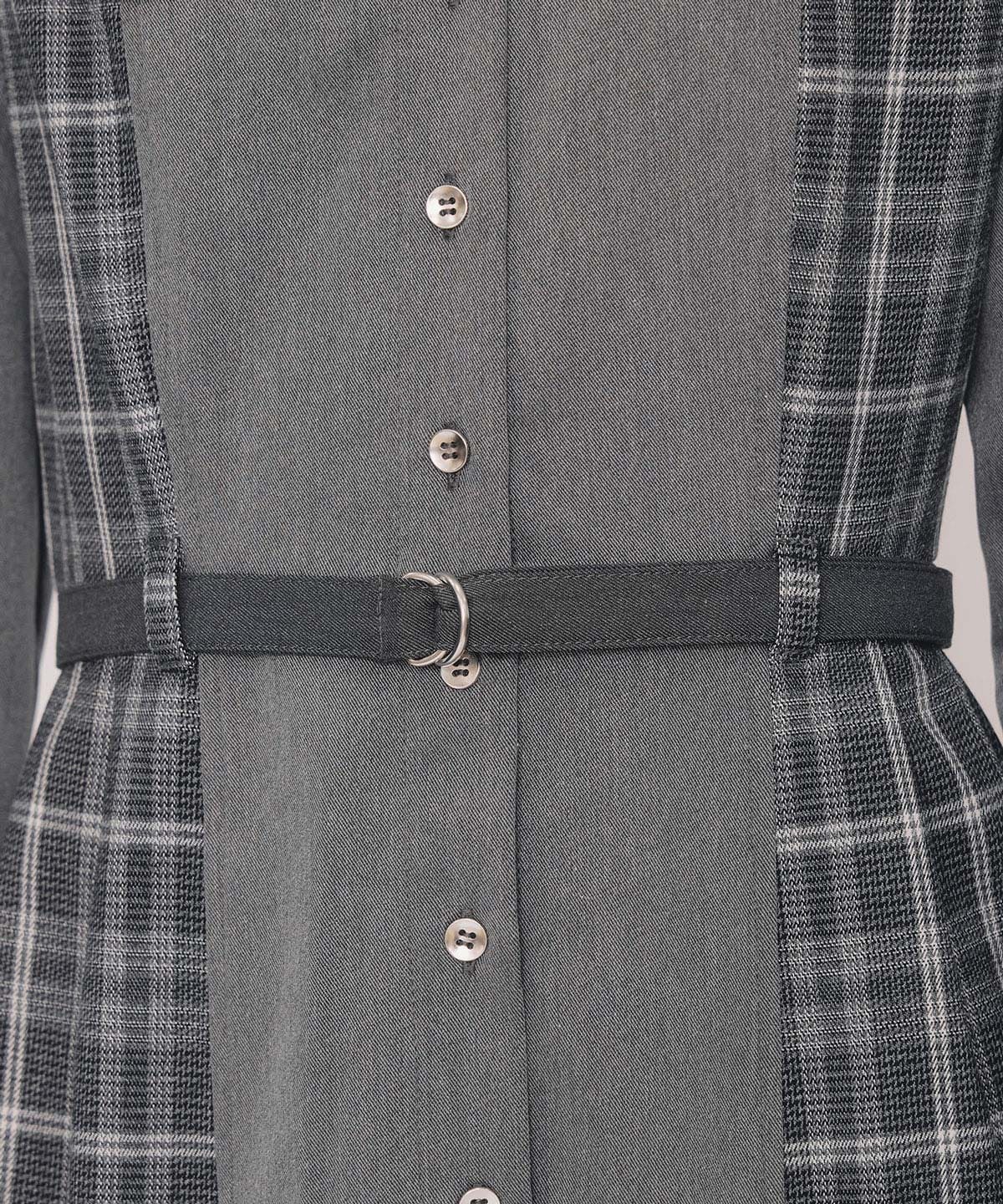 チェックパネルロングワンピース