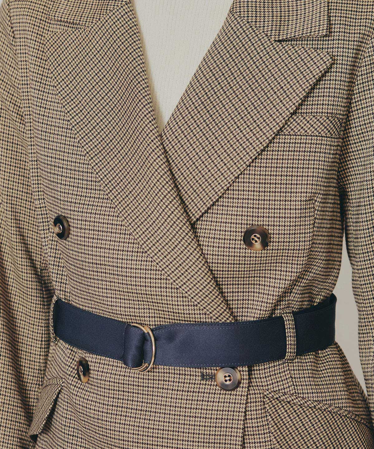 【セットアップ可能】グレンチェックダブルジャケット