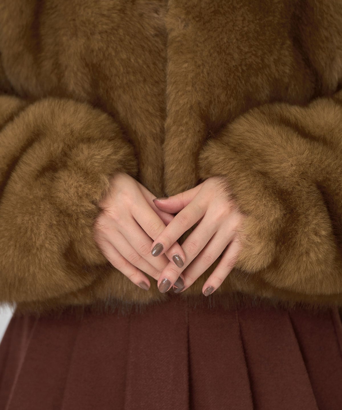 フォックスファーライクフーディショートジャケット