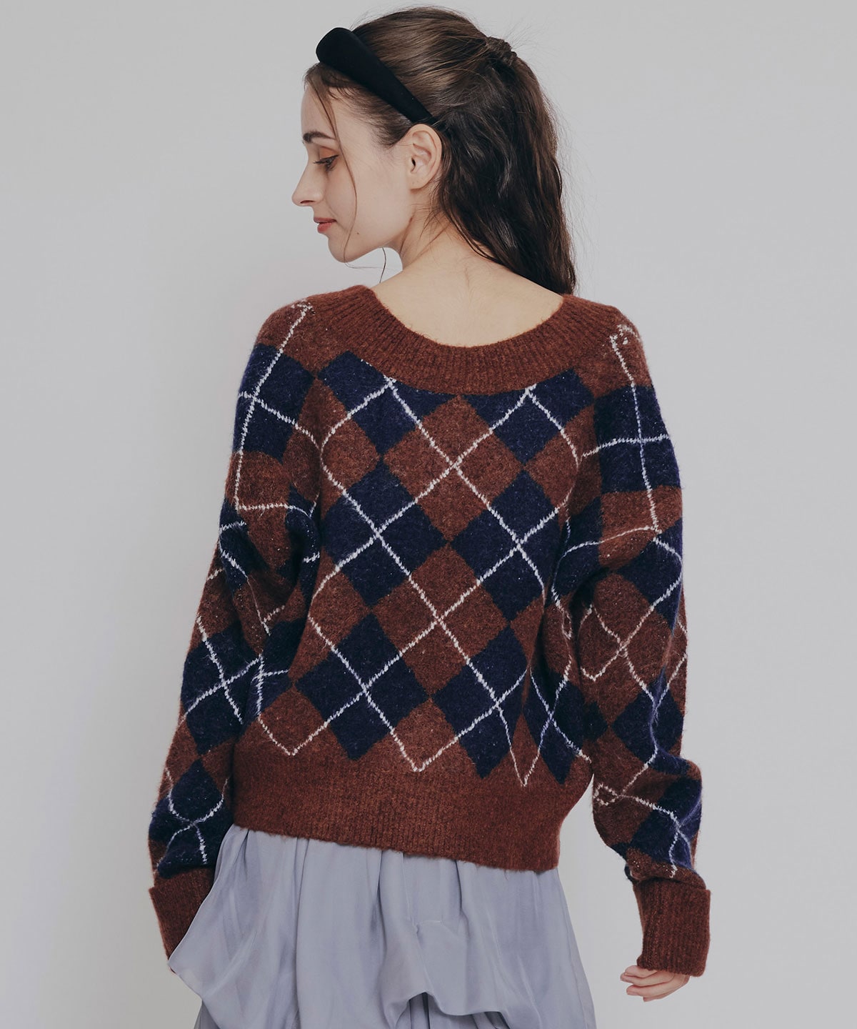 アーガイルVネックニットプルオーバー