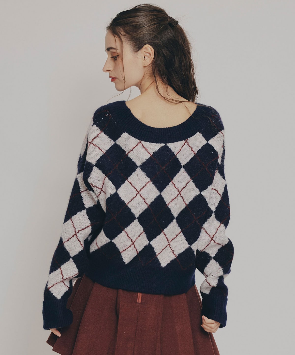 アーガイルVネックニットプルオーバー