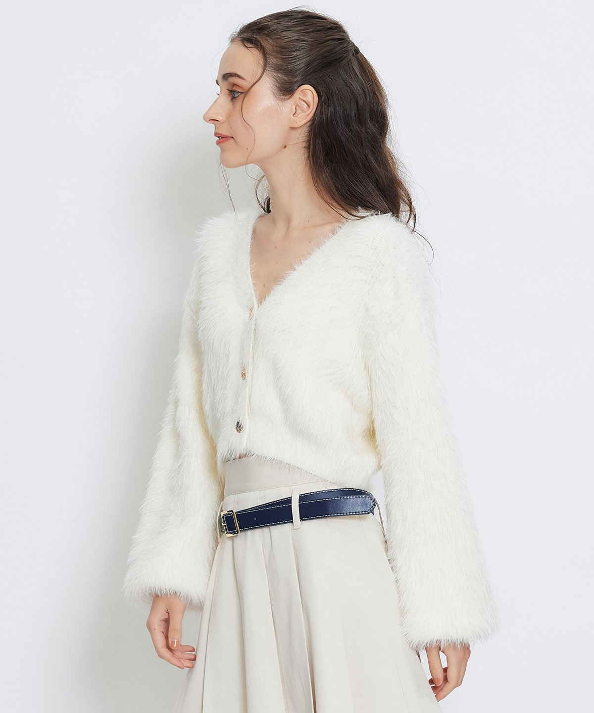 コンパクトシャギーニットカーディガン