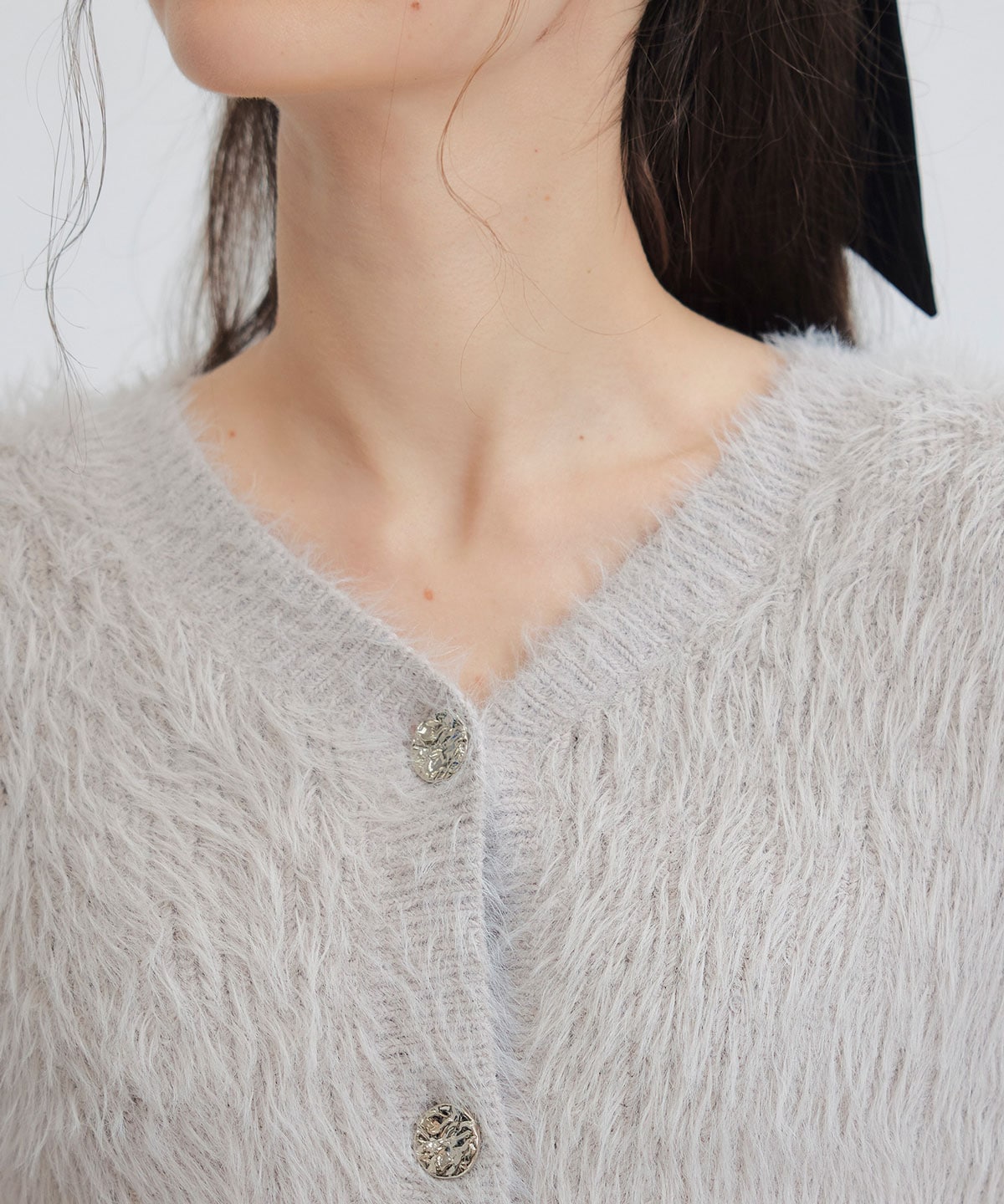 コンパクトシャギーニットカーディガン