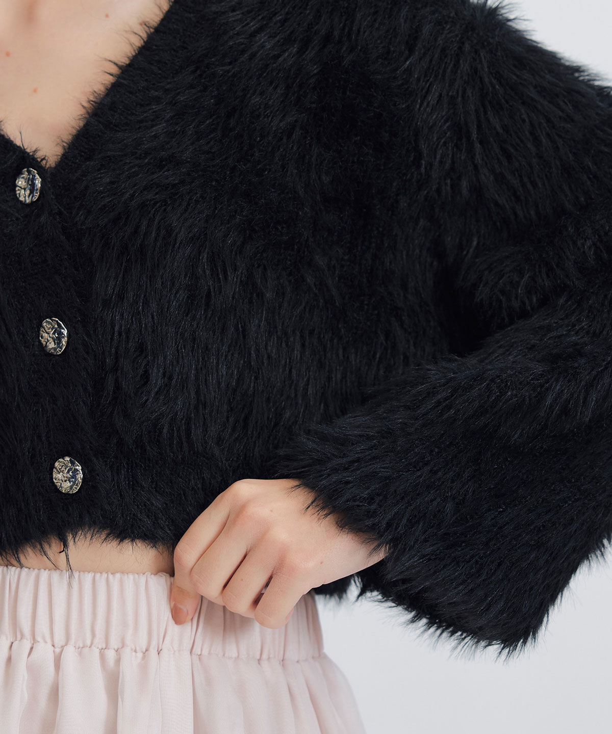 コンパクトシャギーニットカーディガン