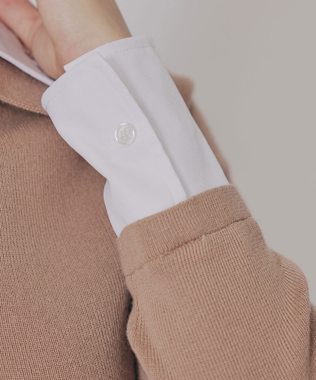 ダブルカラーポロニットトップス