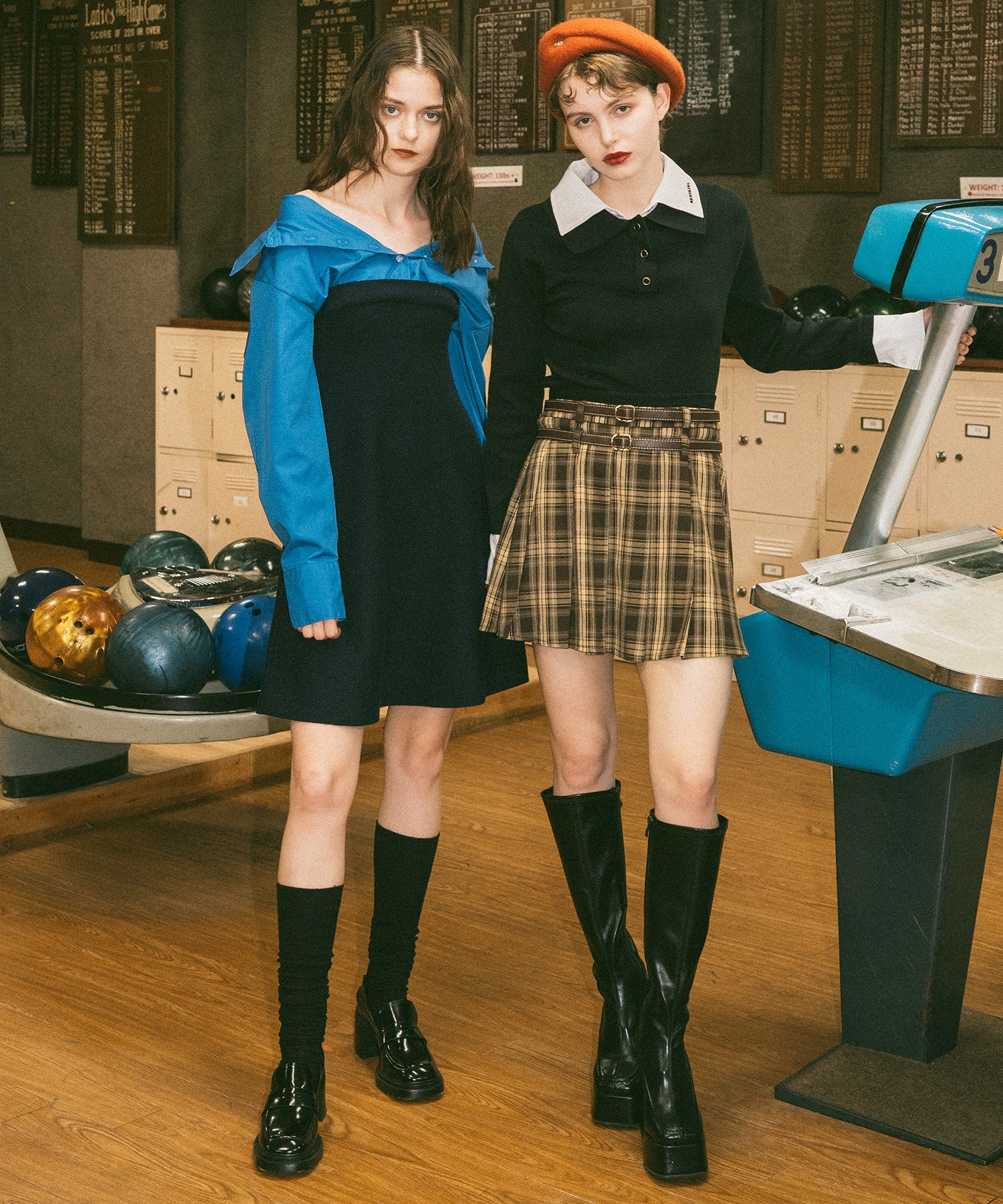 ダブルカラーポロニットトップス