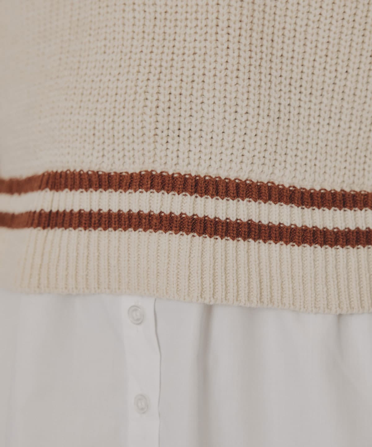 レイヤードシャツドッキングニットプルオーバー