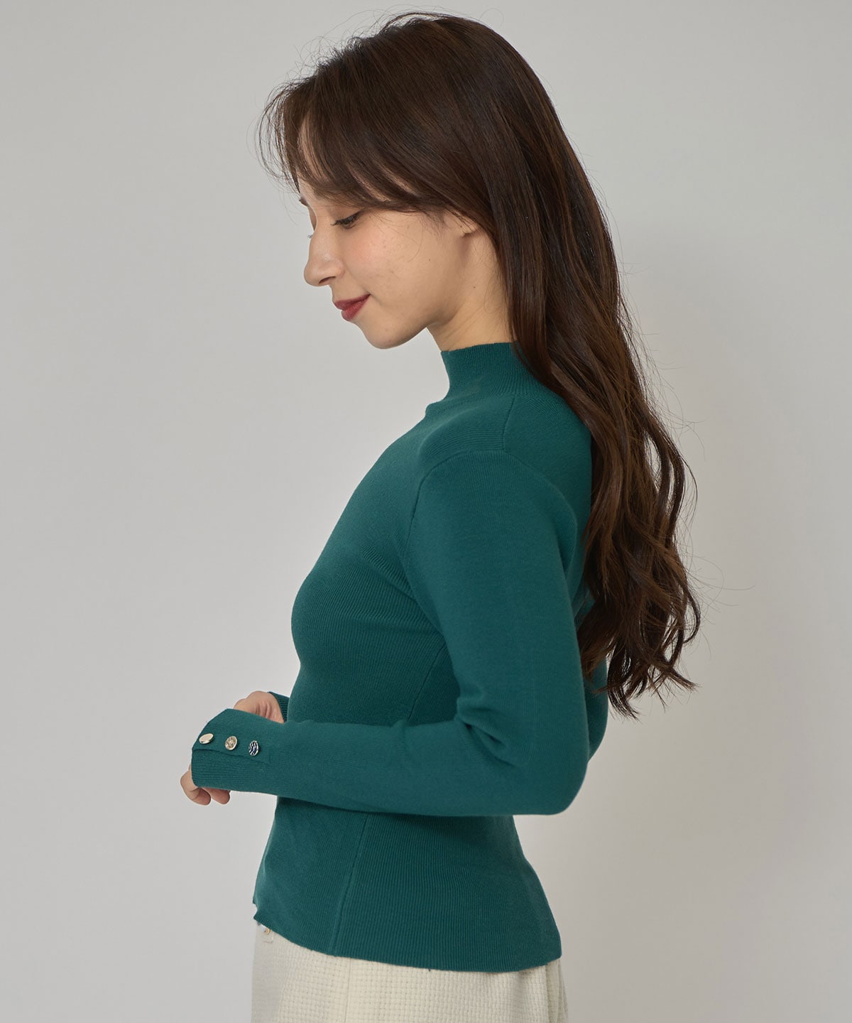 2WAYハイネックボタンニットトップス