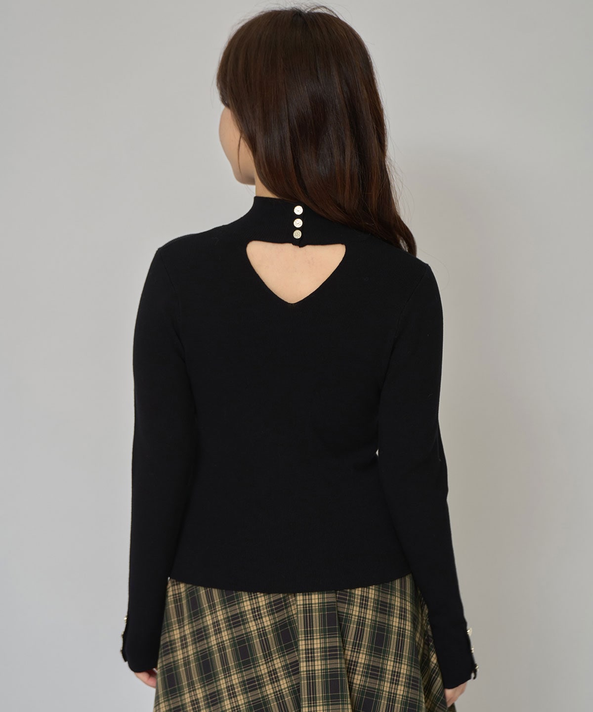 2WAYハイネックボタンニットトップス