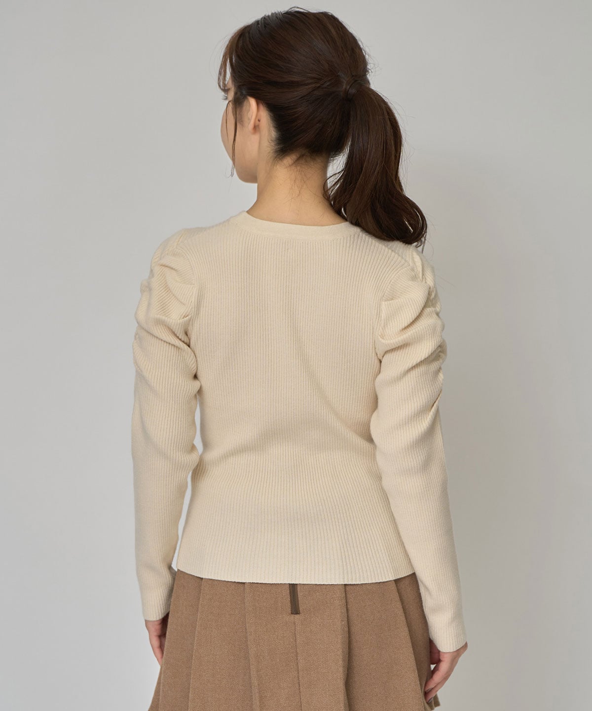 パワショルロゴリブニットトップス