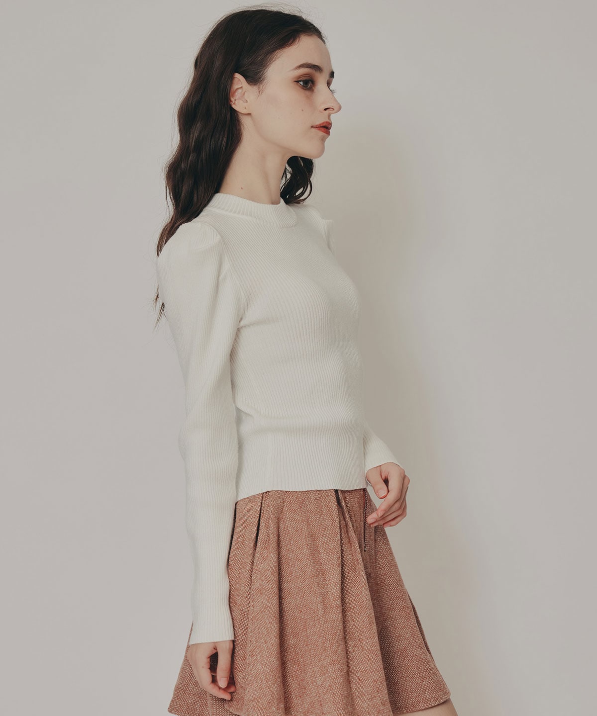 パワショルボトルネックニットトップス