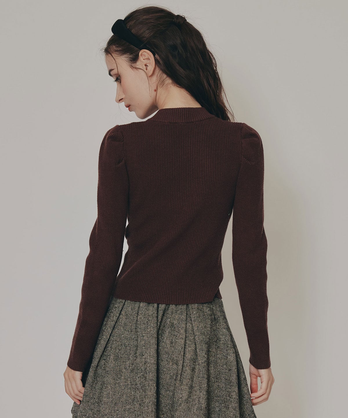 パワショルボトルネックニットトップス