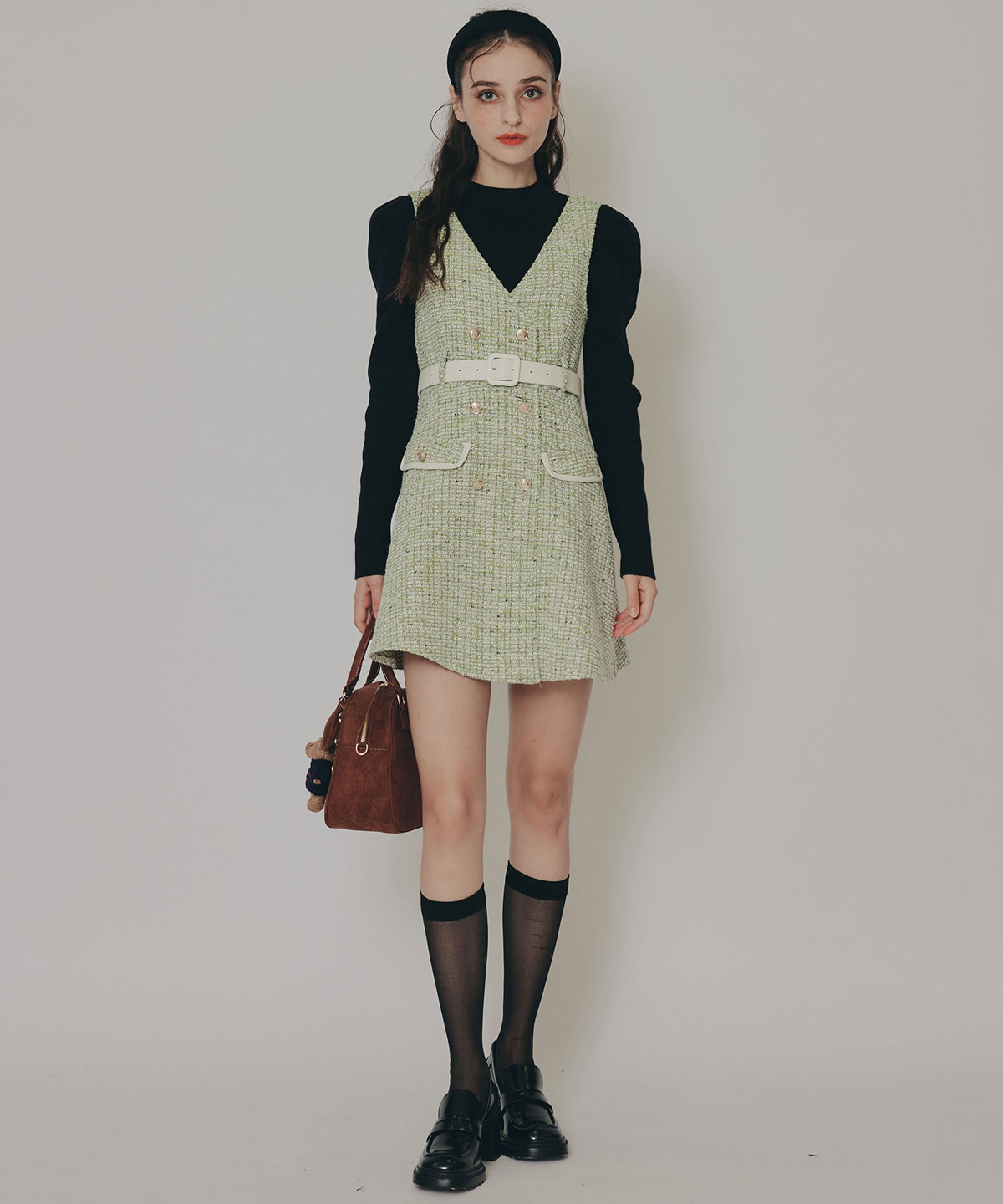 パワショルボトルネックニットトップス