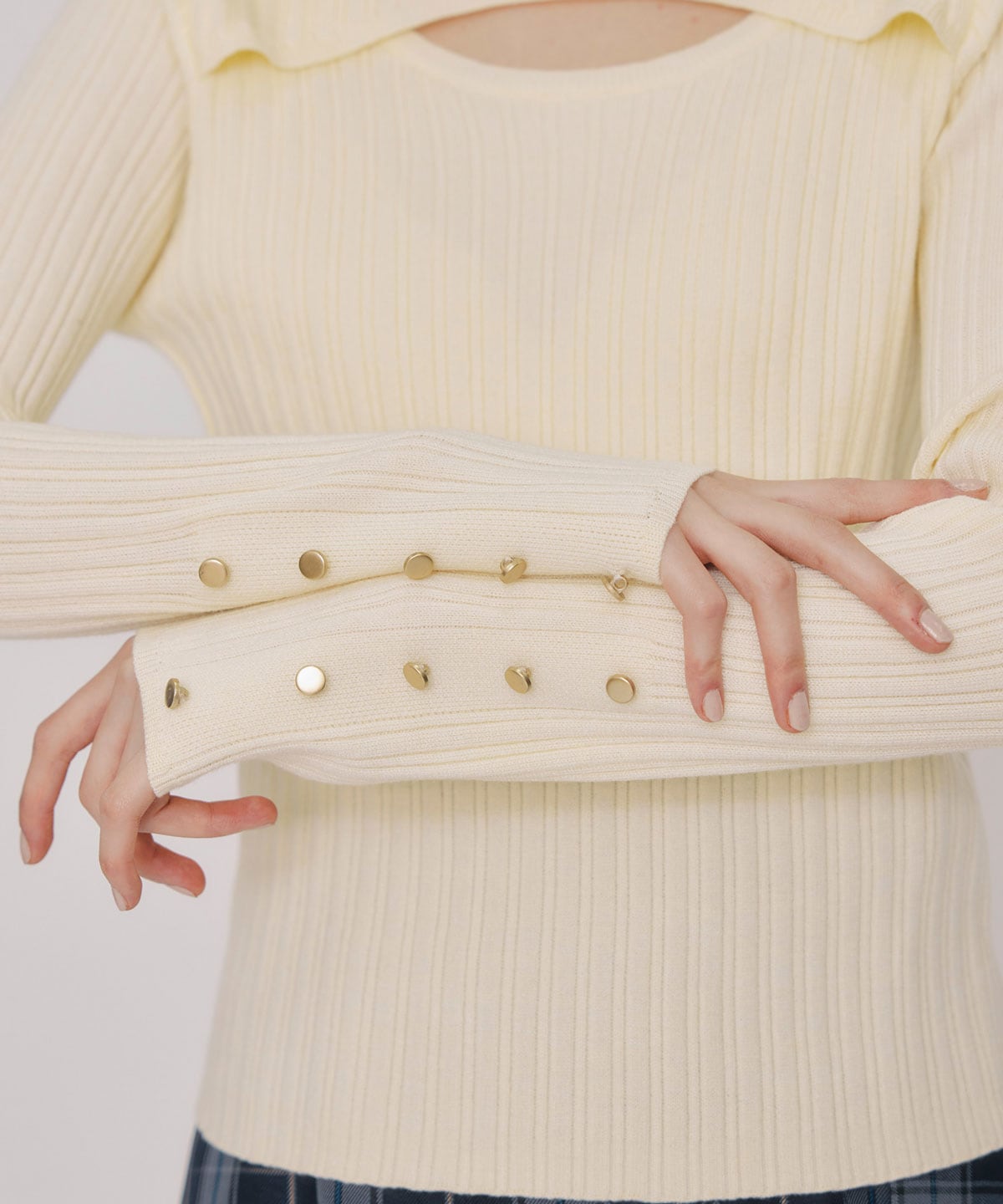 レイヤードデザインランダムリブニットプルオーバー