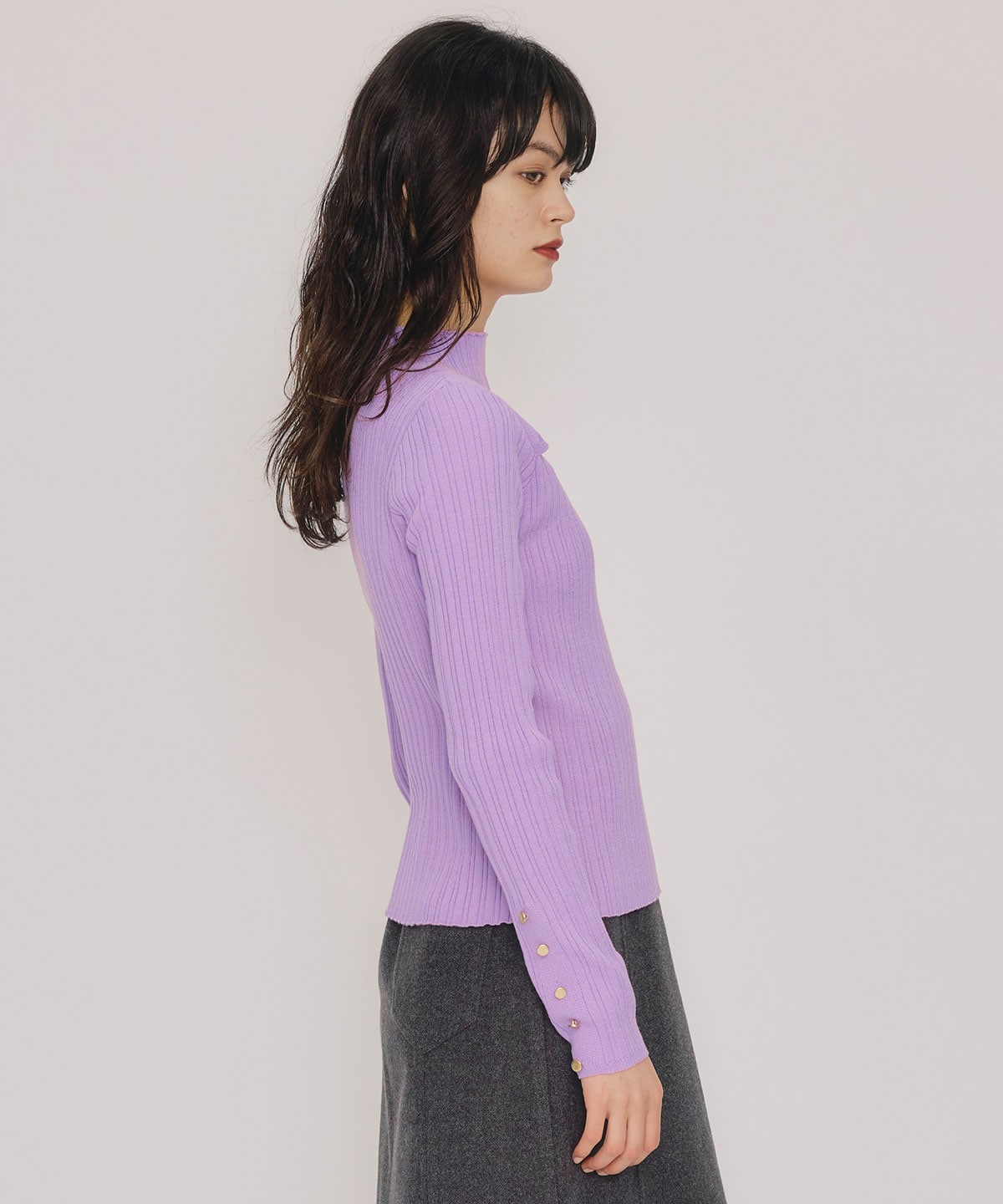 レイヤードデザインランダムリブニットプルオーバー