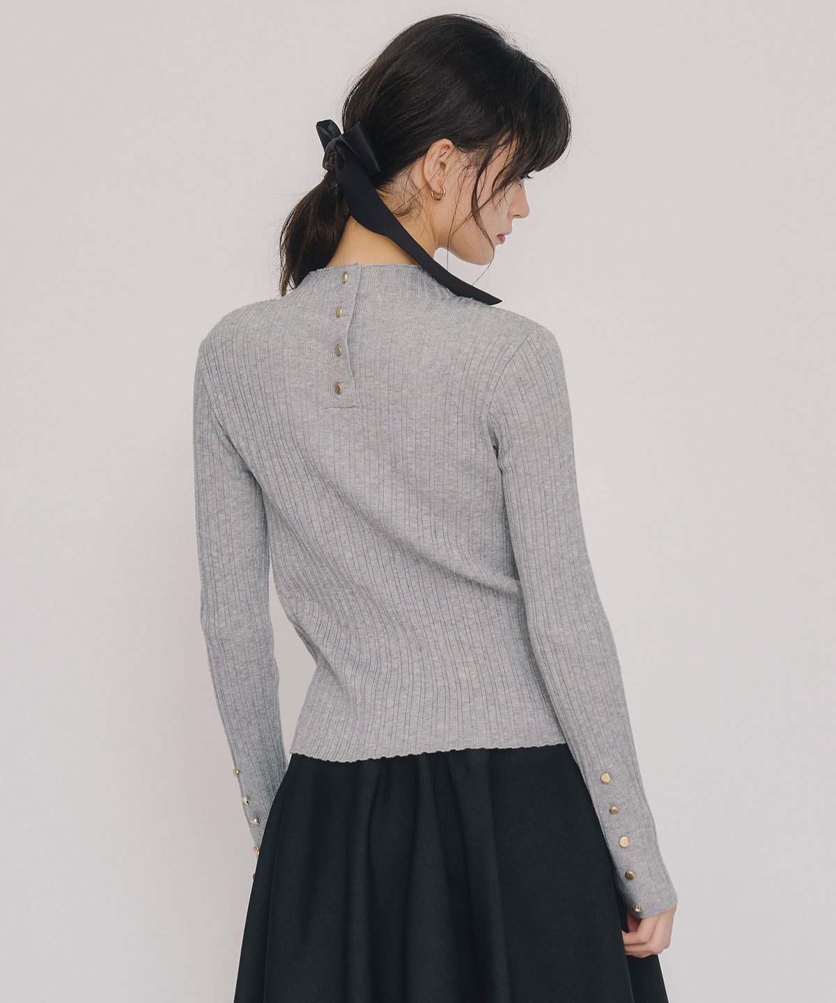 レイヤードデザインランダムリブニットプルオーバー