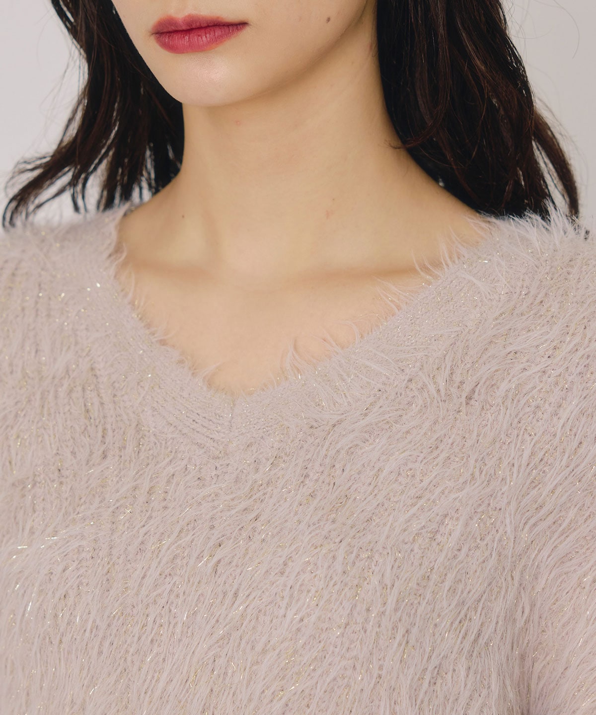 ラメシャギーニットプルオーバー