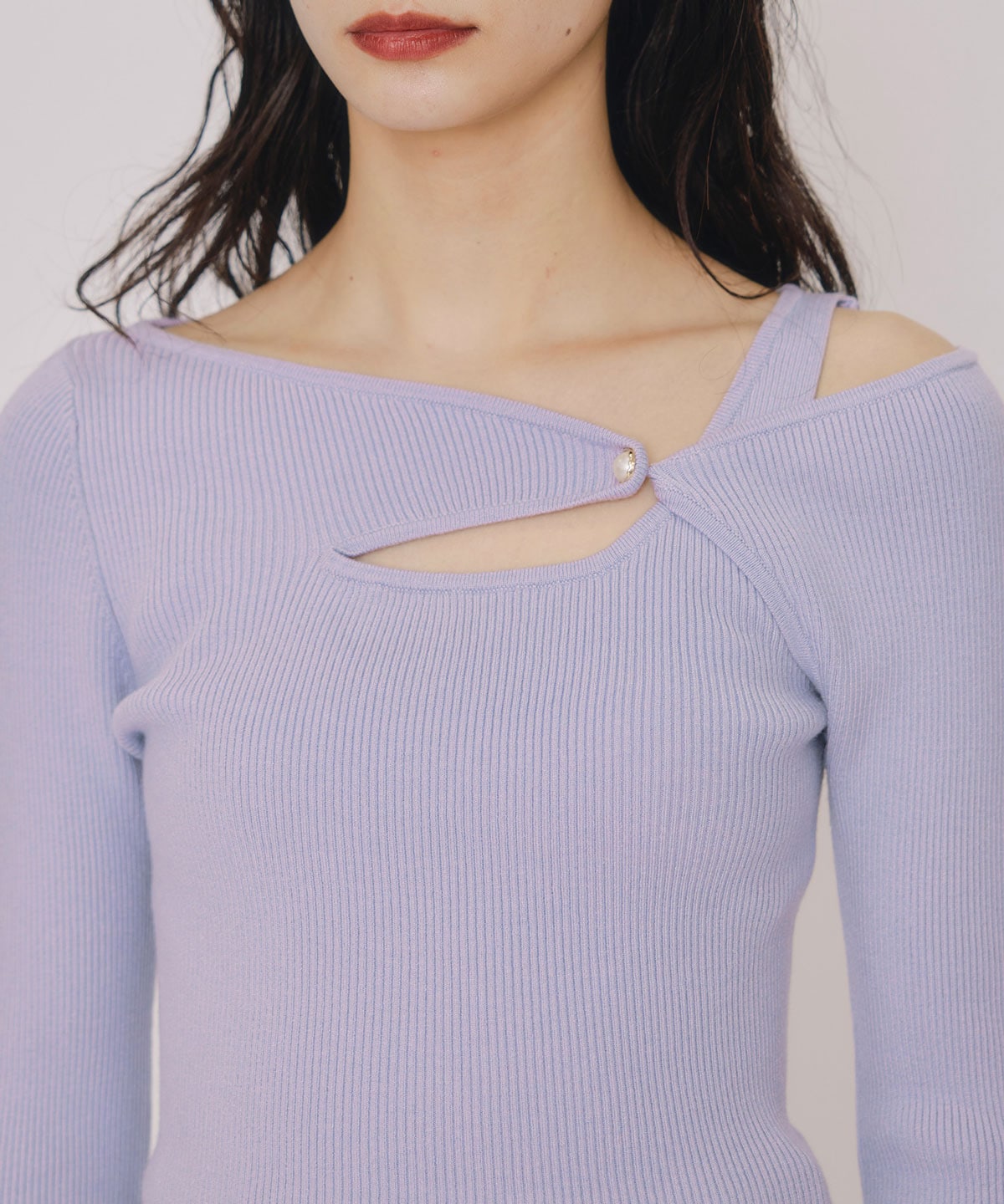 アシンメトリーレイヤードライクニットプルオーバー