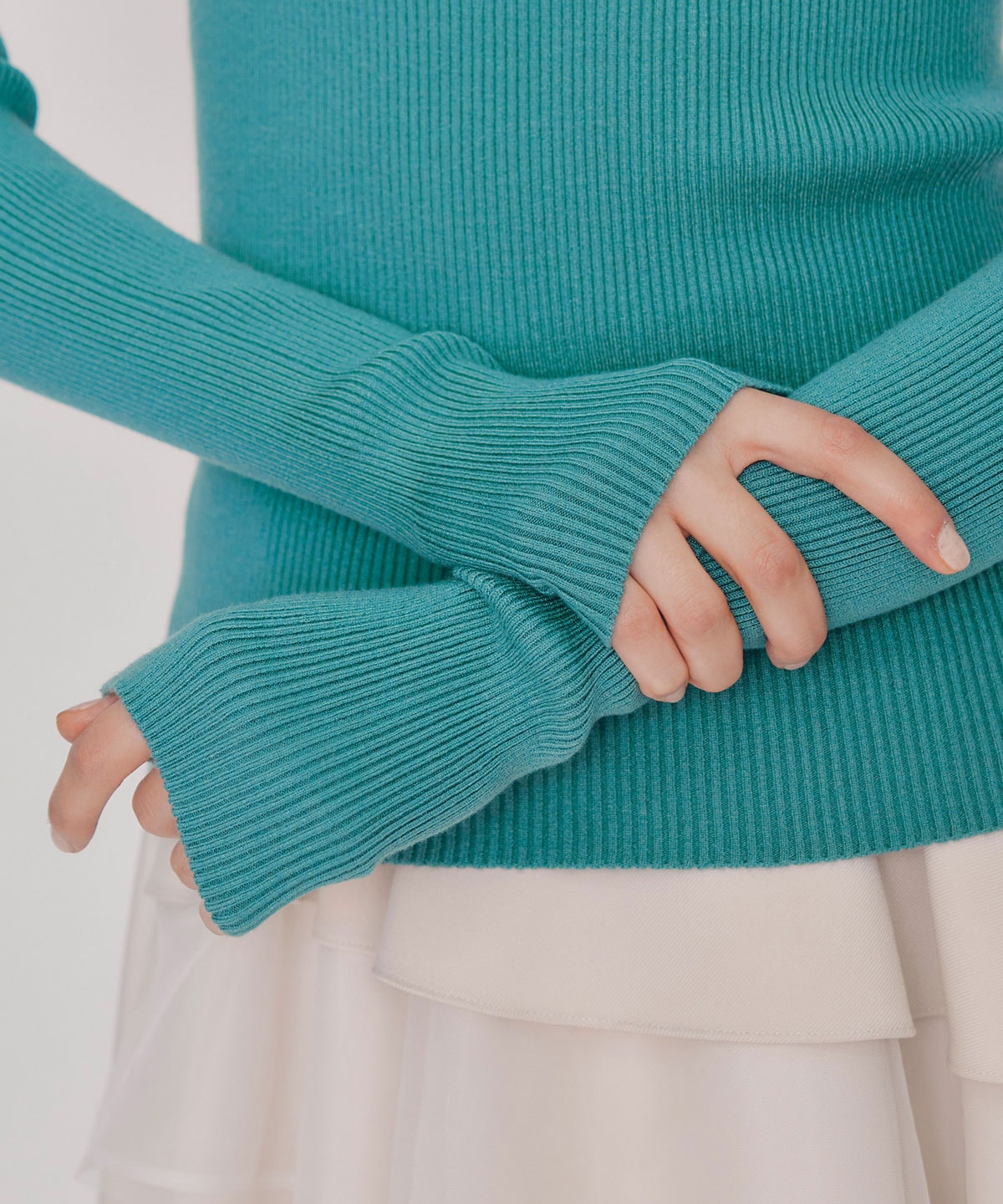 アシンメトリーレイヤードライクニットプルオーバー