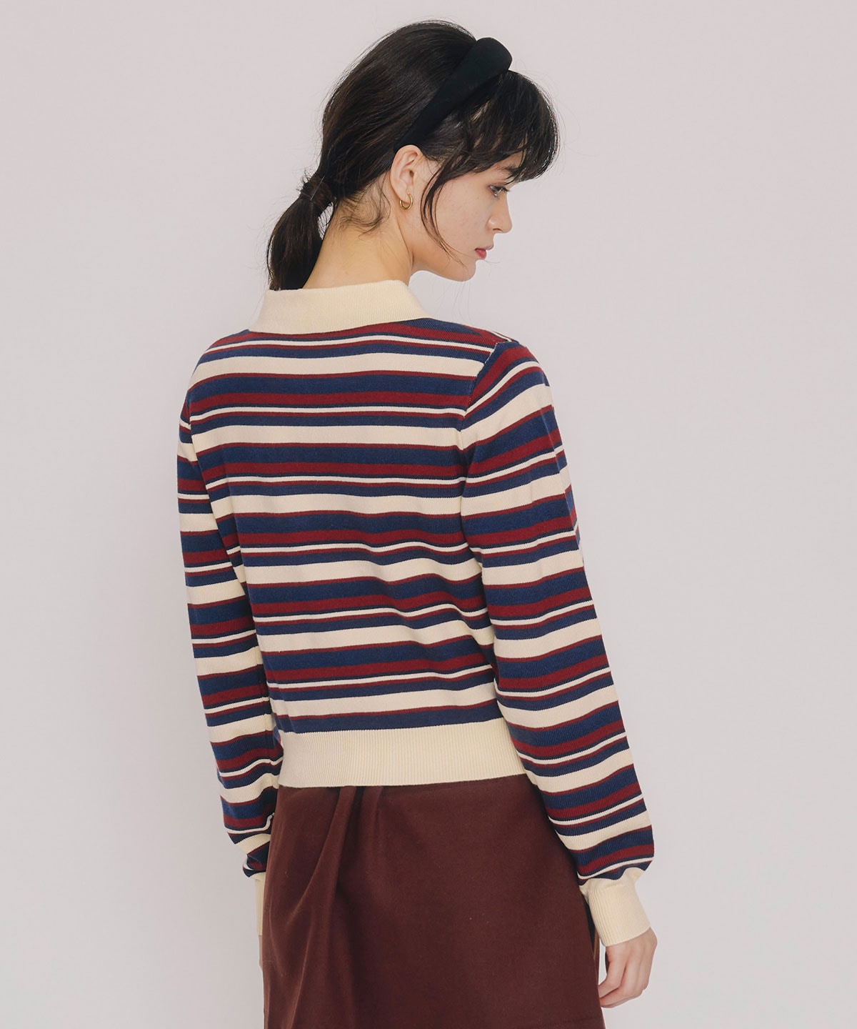 マルチボーダーロゴニットプルオーバー