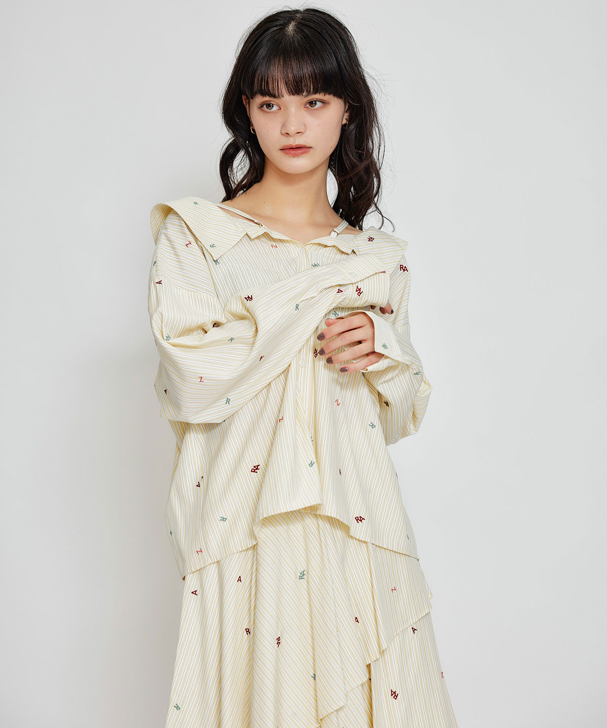 【セットアップ可能】REDYAZELアルファベットロゴ刺繍2WAYシャツブラウス