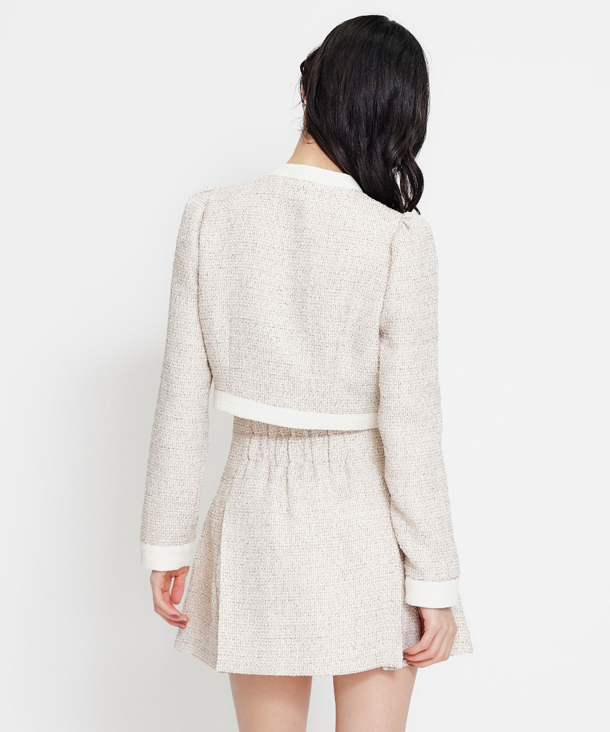 【セットアップ可能】スプリングツイードフリルミニスカート