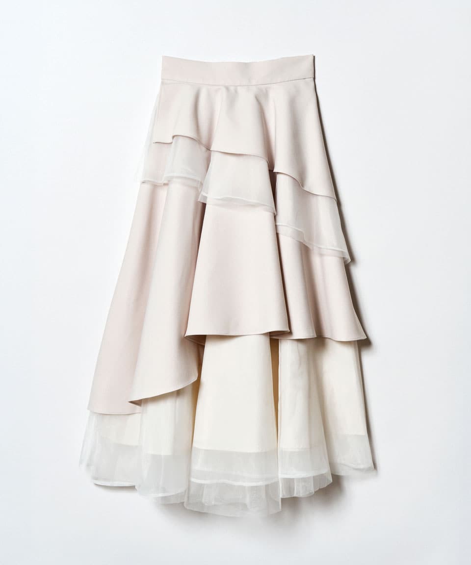 シアーMIXティアードロングスカート