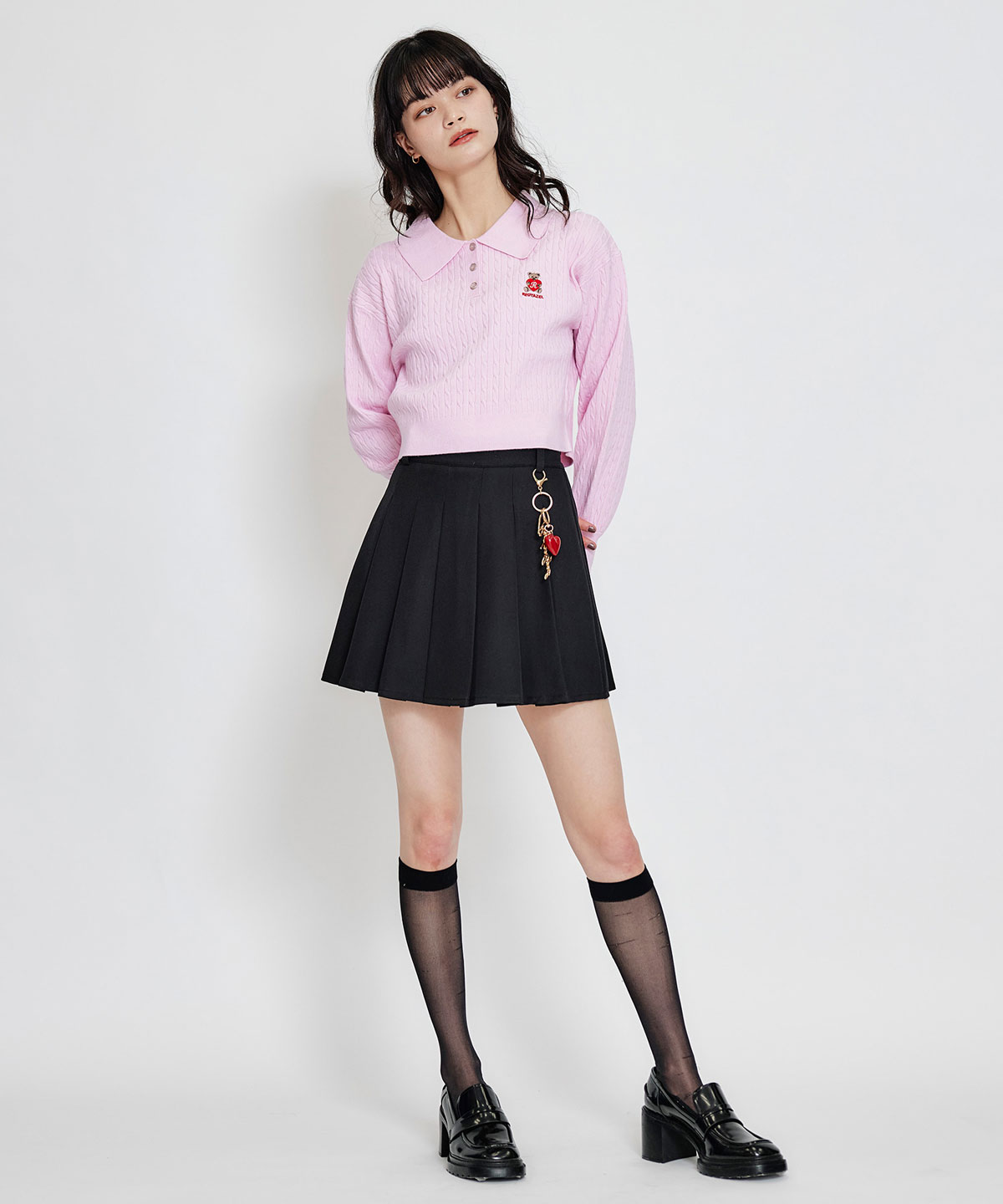 REDYAZEL×ハートチャームプリーツミニスカート