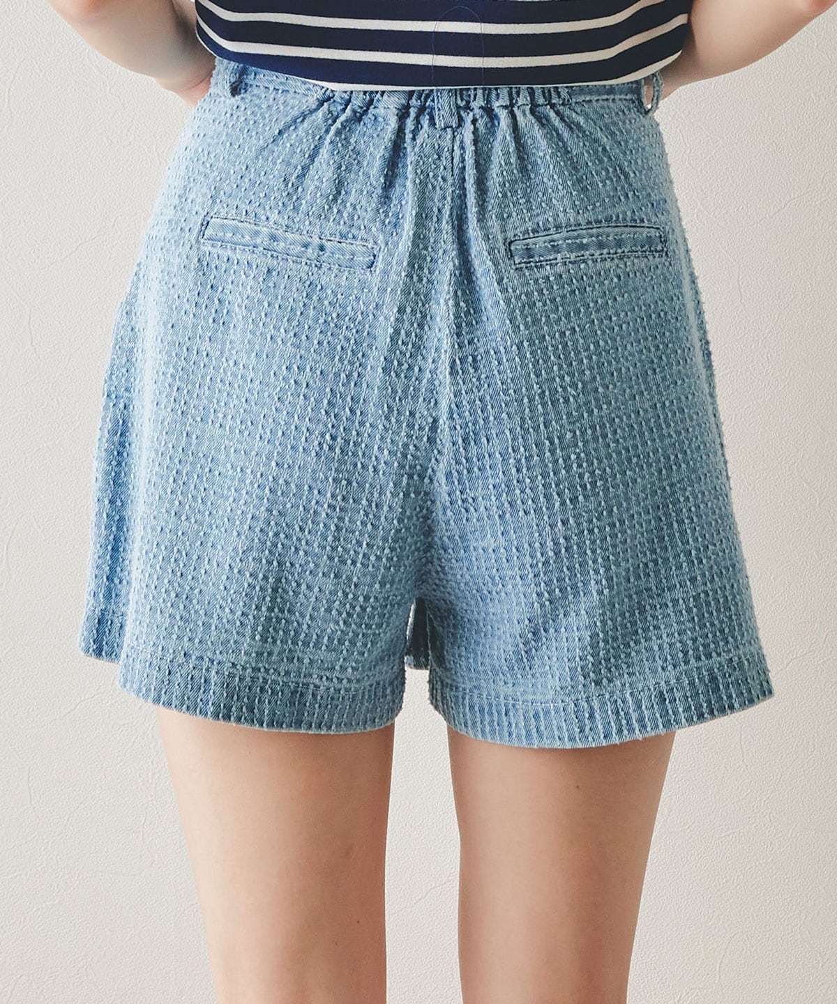 レーザーカットデニムショートパンツ