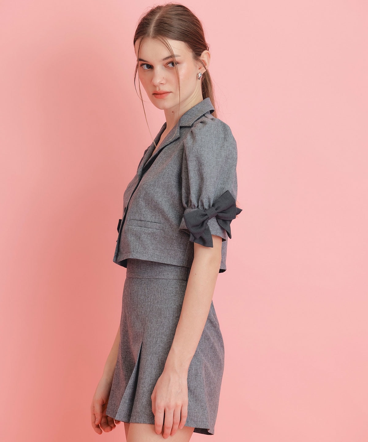 マルチリボンジャケット×ショートパンツセットアップ